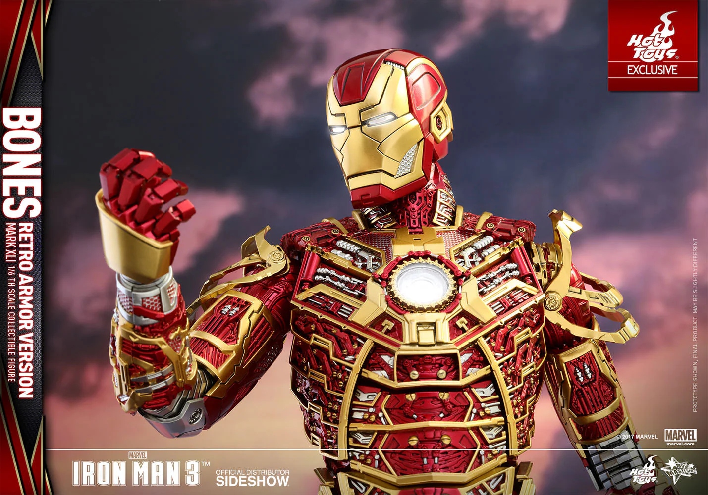 HOT TOYS - Marvel - Iron Man 3 - Iron Man Mark XLI - Bones (Retro Armor Ver) - Movie Masterpiece 1:6 Action Doll EXCLUSIVE - Image 4
