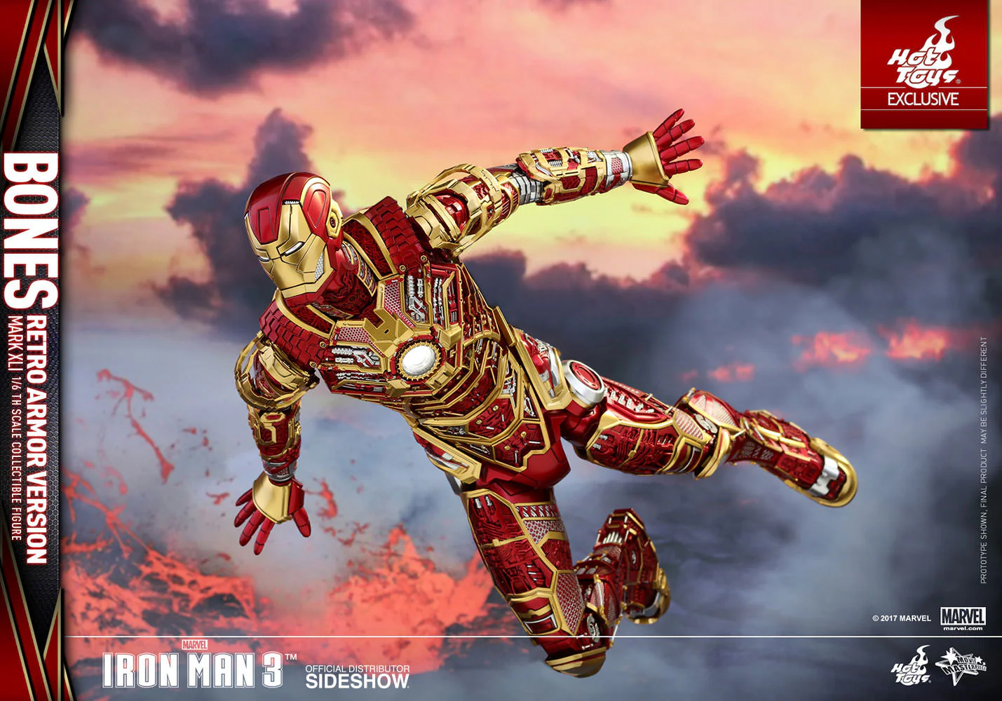 HOT TOYS - Marvel - Iron Man 3 - Iron Man Mark XLI - Bones (Retro Armor Ver) - Movie Masterpiece 1:6 Action Doll EXCLUSIVE - Image 5
