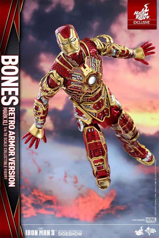 HOT TOYS - Marvel - Iron Man 3 - Iron Man Mark XLI - Bones (Retro Armor Ver) - Movie Masterpiece 1:6 Action Doll EXCLUSIVE - Image 6