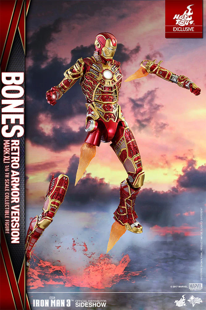 HOT TOYS - Marvel - Iron Man 3 - Iron Man Mark XLI - Bones (Retro Armor Ver) - Movie Masterpiece 1:6 Action Doll EXCLUSIVE - Image 7