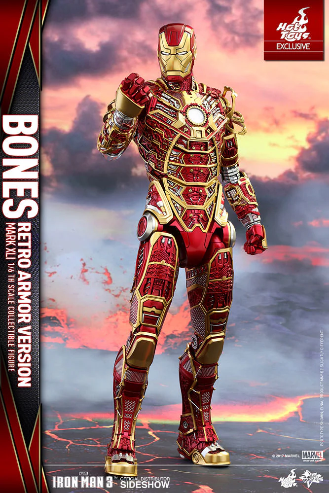 HOT TOYS - Marvel - Iron Man 3 - Iron Man Mark XLI - Bones (Retro Armor Ver) - Movie Masterpiece 1:6 Action Doll EXCLUSIVE - Image 9