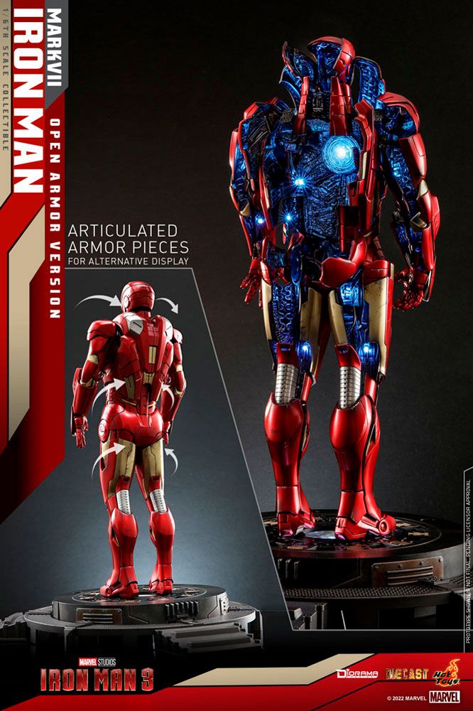 HOT TOYS - Marvel - Iron Man 3 Diorama 1:6 Action Doll Iron Man Mark VII (Open Armor Ver) DS004-D51 - Image 8