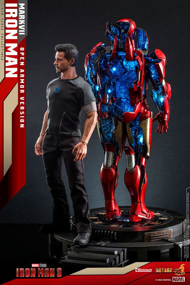 HOT TOYS - Marvel - Iron Man 3 Diorama 1:6 Action Doll Iron Man Mark VII (Open Armor Ver) DS004-D51 - Image 9