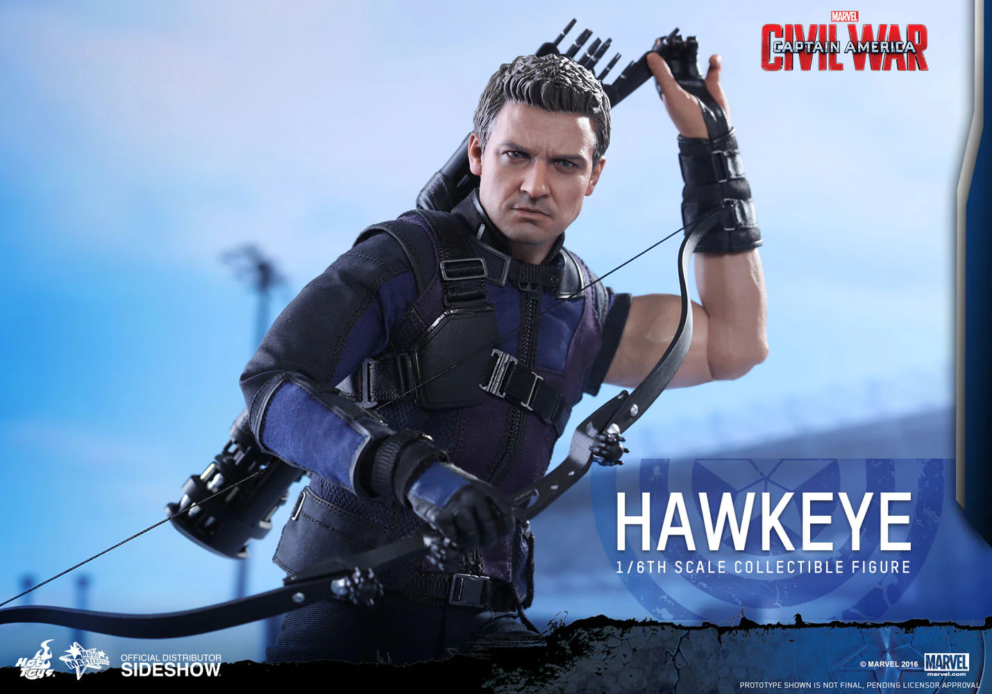 HOT TOYS -  Captain America - Civil War - Hawkeye - Movie Masterpiece 1:6 Action Doll  MMS358 - Image 3