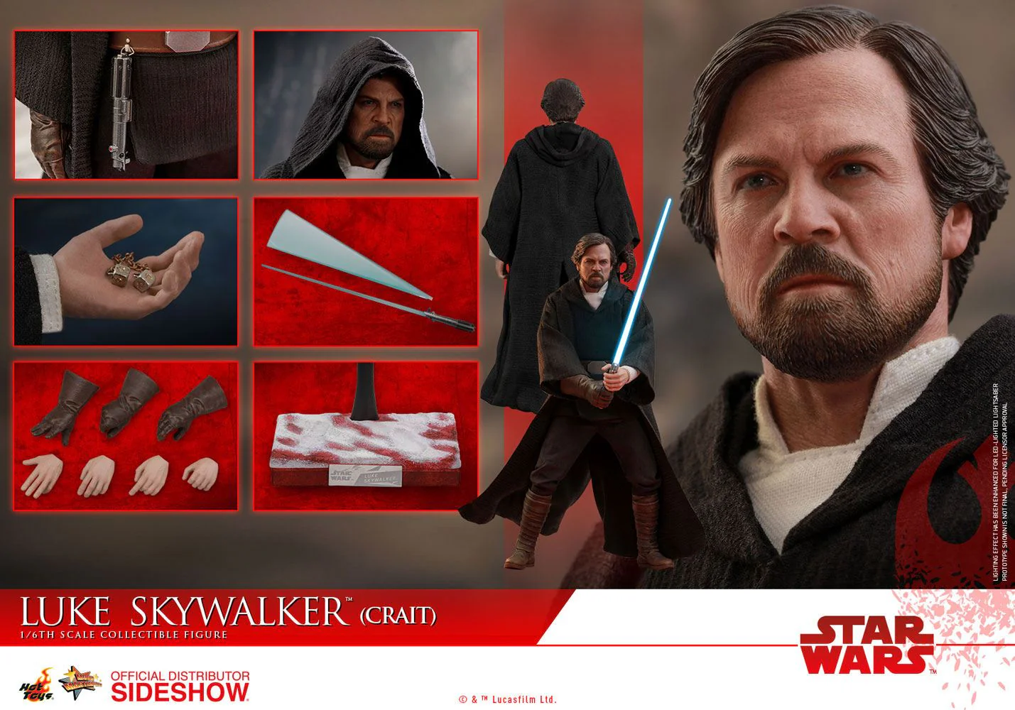 HOT TOYS - Star Wars - Episode VIII The Last Jedi - Luke Skywalker Crait - Movie Masterpiece 1:6 Action Doll MMS507 - Image 11