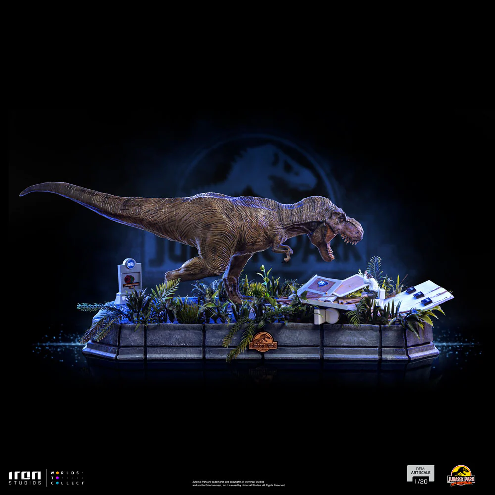 IRON STUDIO - Jurassic Park Demi Art Scale Statue 1:20 T-Rex Attacks Donald Gennaro - Image 3