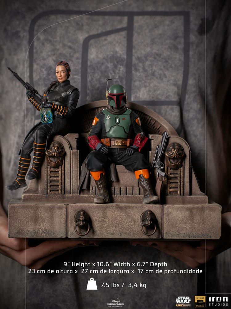 IRON STUDIO - Star Wars The Mandalorian DeLuxe Art Scale Statue 1:10 Boba Fett & Fennec on Thrones - Image 11