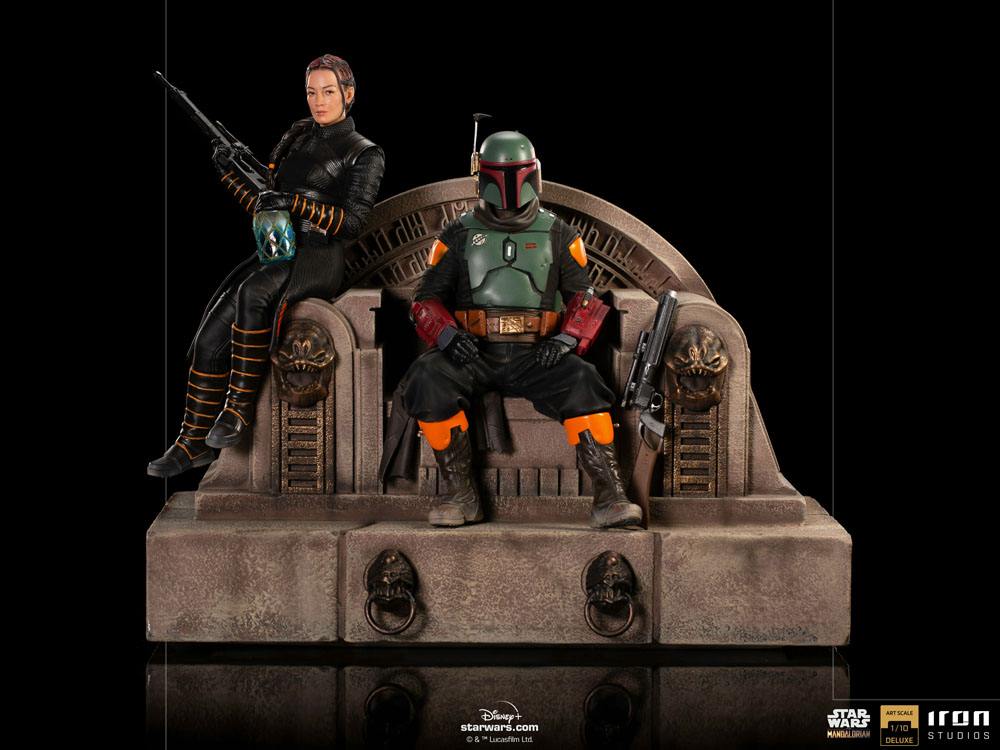 IRON STUDIO - Star Wars The Mandalorian DeLuxe Art Scale Statue 1:10 Boba Fett & Fennec on Thrones - Image 12