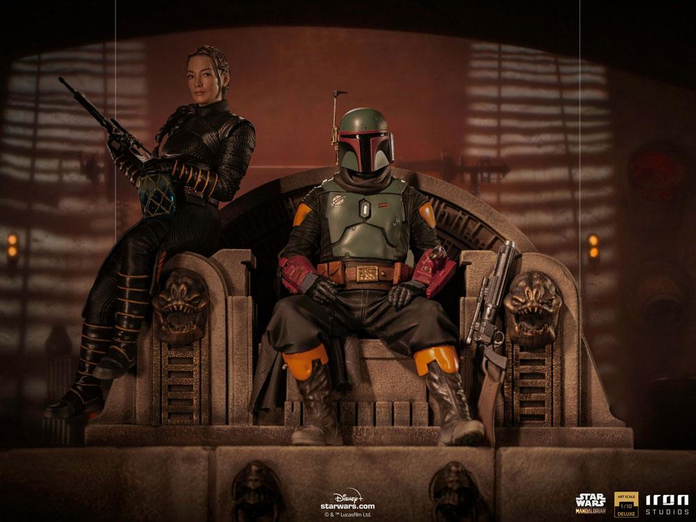 IRON STUDIO - Star Wars The Mandalorian DeLuxe Art Scale Statue 1:10 Boba Fett & Fennec on Thrones - Image 4