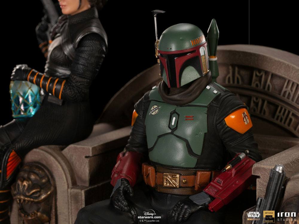 IRON STUDIO - Star Wars The Mandalorian DeLuxe Art Scale Statue 1:10 Boba Fett & Fennec on Thrones - Image 5